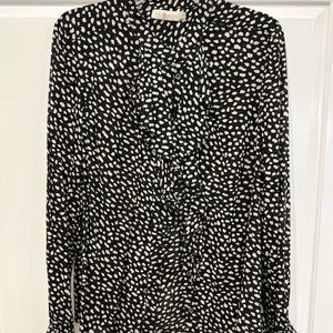 Tory Burch Ruffle Front Polka Dot Blouse Size 14